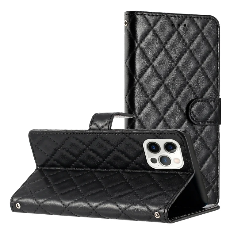 Rhombus Lattice Texture Leather Phone Case, For iPhone 16 Pro Max, For iPhone 16 Pro, For iPhone 16 Plus, For iPhone 16