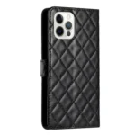 Rhombus Lattice Texture Leather Phone Case, For iPhone 16 Pro Max, For iPhone 16 Pro, For iPhone 16 Plus, For iPhone 16 - Image 3