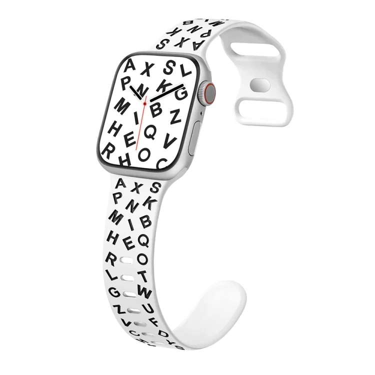 English Letters Style Butterfly Buckle Silicone Watch Band, For Apple Watch SE 44mm