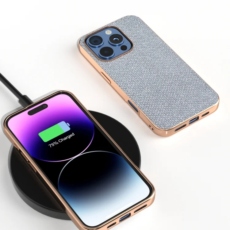 EDA006998201A_1.webp Nano Plating Diamond Texture Phone Case, For iPhone 16 Pro Max, For iPhone 16 Pro, For iPhone 16 Plus, For iPhone 16 - Image 2