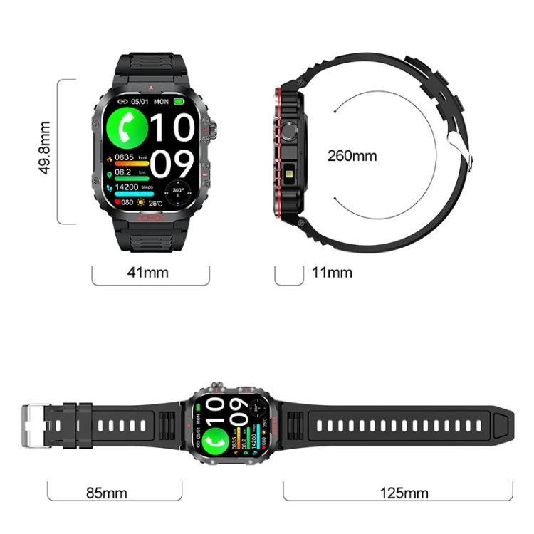 EDA006998701A_3.webp G45 2.01 inch Screen Silicone Strap 10m Waterproof Smart Watch, Support Flashlight / Bluetooth Call / HRV - Image 4