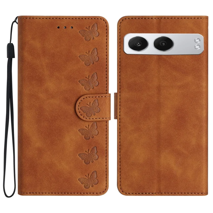 Seven Butterflies Embossed Leather Phone Case, For OnePlus Nord 4