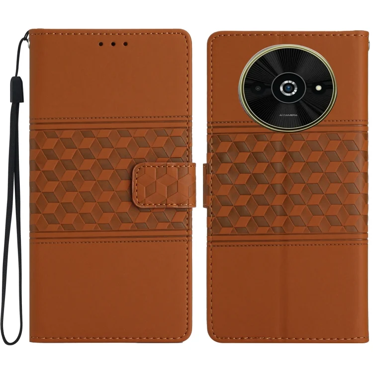 Diamond Embossed Skin Feel Leather Phone Case, For Xiaomi Poco C61, For Xiaomi Poco X6