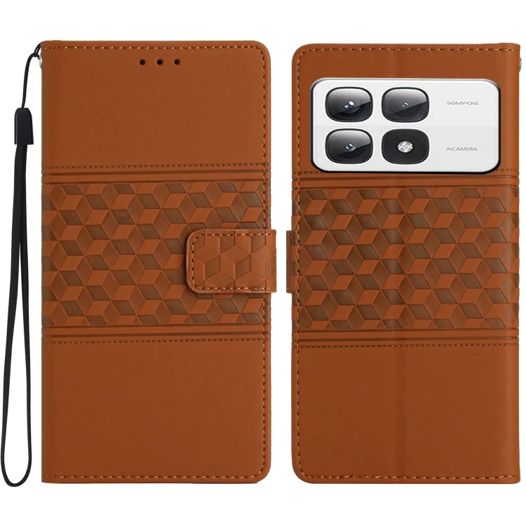 Diamond Embossed Skin Feel Leather Phone Case, For Xiaomi 14T Pro, For Xiaomi 14T, For Xiaomi Poco F6 Pro