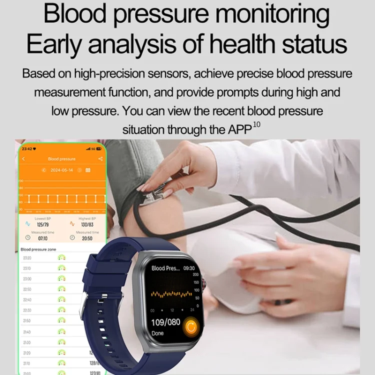 EDA0070387_B9.webp ET585 2.04 inch Silicone Strap IP68 Waterproof Smart Watch, Support ECG / Blood Composition Measurement - Image 10