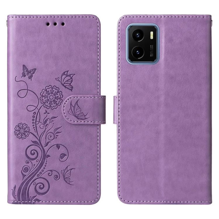 EDA007082803A_2.webp Embossed Butterfly Flowers Leather Phone Case, For vivo Y15A 4G Global / Y15s 4G, For vivo Y21 2021 / Y21s / Y33s 4G, For vivo Y76 5G / Y76s, For vivo Y17 / Y15 - Image 3