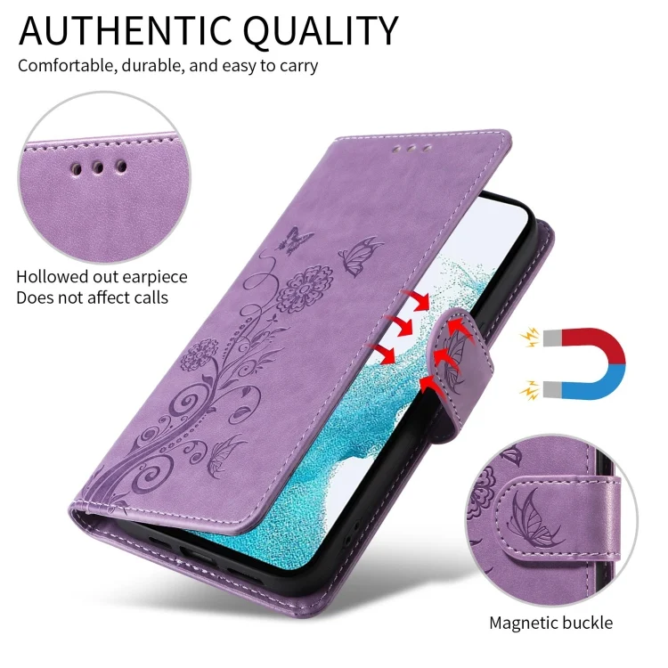 EDA007082803A_4.webp Embossed Butterfly Flowers Leather Phone Case, For vivo Y15A 4G Global / Y15s 4G, For vivo Y21 2021 / Y21s / Y33s 4G, For vivo Y76 5G / Y76s, For vivo Y17 / Y15 - Image 5