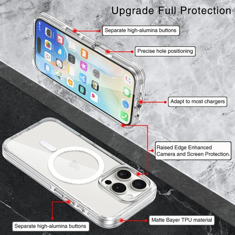 EDA007097301A_3.webp Metal Buttons MagSafe Magnetic PC Hybrid TPU Phone Case, For iPhone 16 Pro Max, For iPhone 16 Pro, For iPhone 16 Plus, For iPhone 16 - Image 4