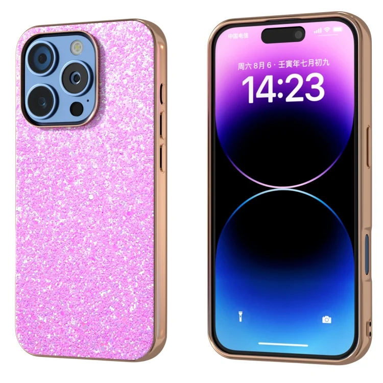 Electroplating Frame Colorful Glitter Phone Case, For iPhone 16 Pro Max, For iPhone 16 Pro