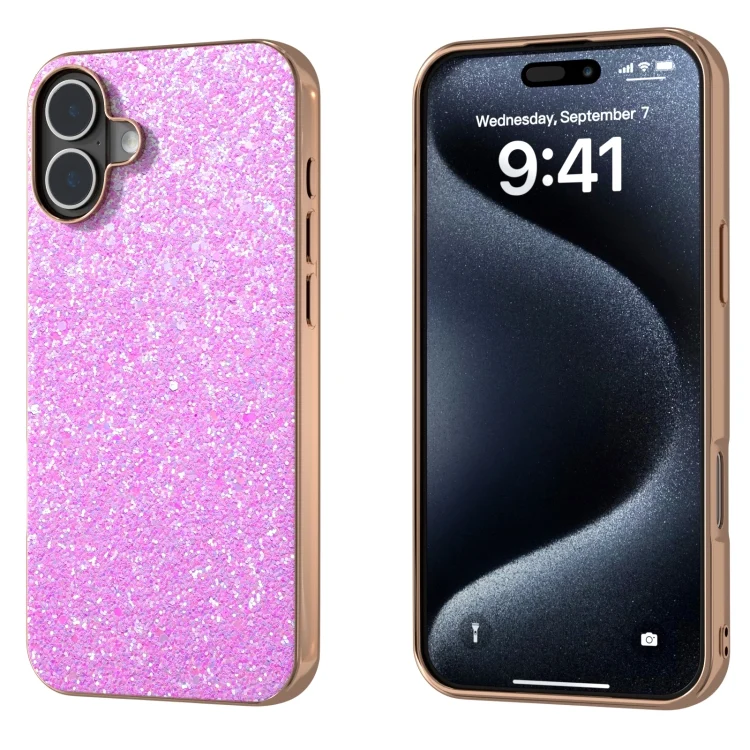 Electroplating Frame Colorful Glitter Phone Case, For iPhone 16 Plus, For iPhone 16
