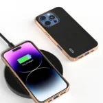 ABEEL Electroplating Frame Genuine Leather Litchi Texture Phone Case, For iPhone 16 Pro Max, For iPhone 16 Pro, For iPhone 16 Plus, For iPhone 16 - Image 2