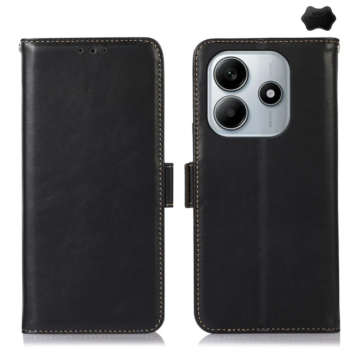 Magnetic Crazy Horse Texture Genuine Leather RFID Phone Case, For Redmi Note 14 5G, For Redmi Note 14 Pro 5G, For Redmi 14C 4G