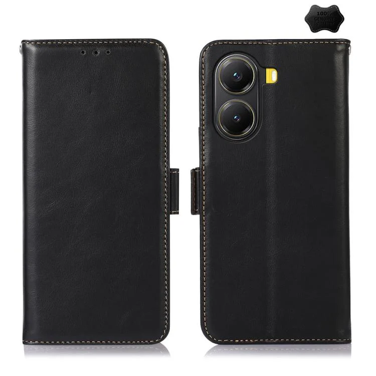 Magnetic Crazy Horse Texture Genuine Leather RFID Phone Case, For Xiaomi Poco X7 Pro, For Xiaomi 14T Pro, For Xiaomi 14T