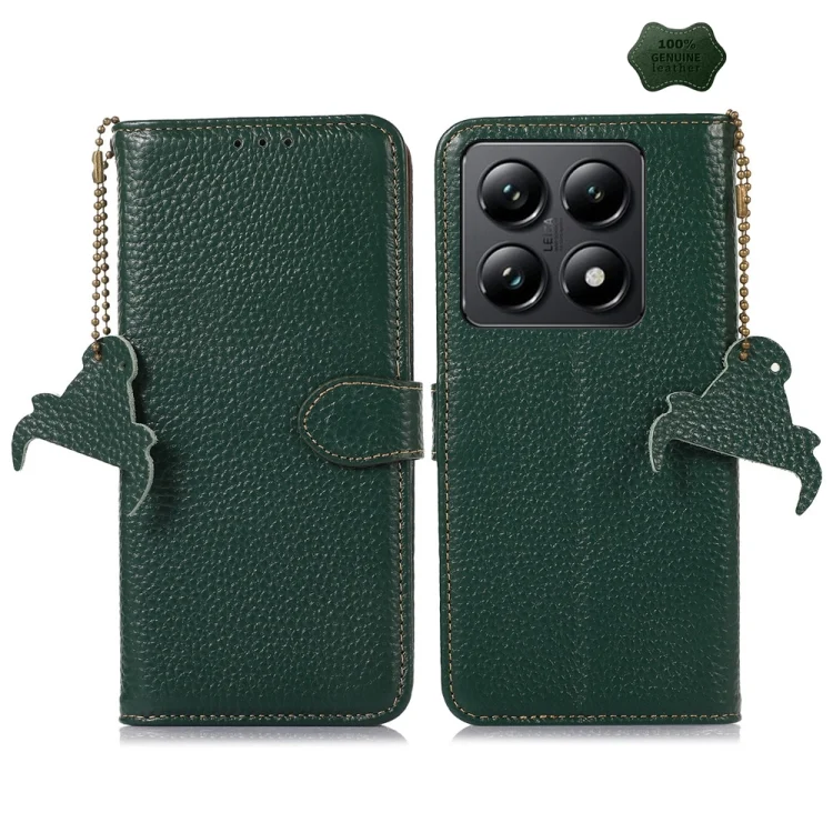 Genuine Leather Litchi Texture RFID Leather Phone Case, For Xiaomi 14T Pro, For Xiaomi 14T