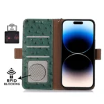 Ostrich Pattern Genuine Leather RFID Phone Case, For Xiaomi 14T Pro, For Xiaomi 14T - Image 4