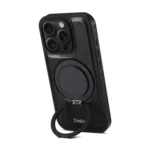 Denior A17 Genuine Leather Gear Magnetic Holder Phone Case, For iPhone 16 Pro Max, For iPhone 16 Pro, For iPhone 16 Plus, For iPhone 16 - Image 4