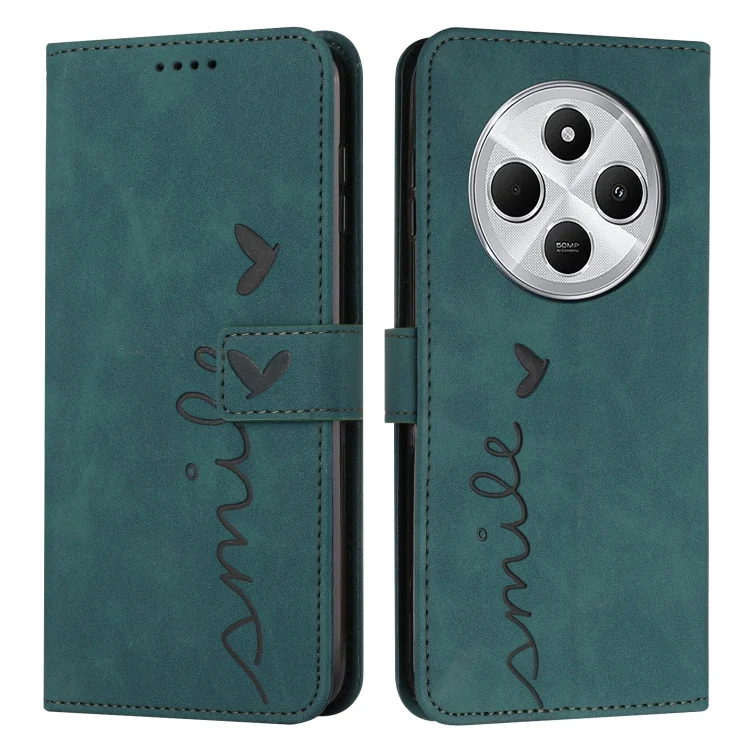 Skin Feel Heart Embossed Leather Phone Case, For Redmi 14C 4G