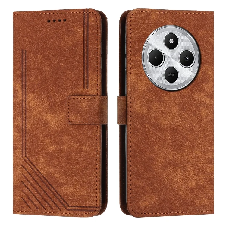 Skin Feel Stripe Pattern Leather Phone Case, For Redmi 14C 4G