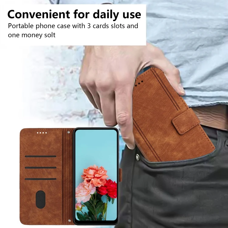 EDA007159101A_7.webp Skin Feel Stripe Pattern Leather Phone Case, For Redmi 14C 4G - Image 8