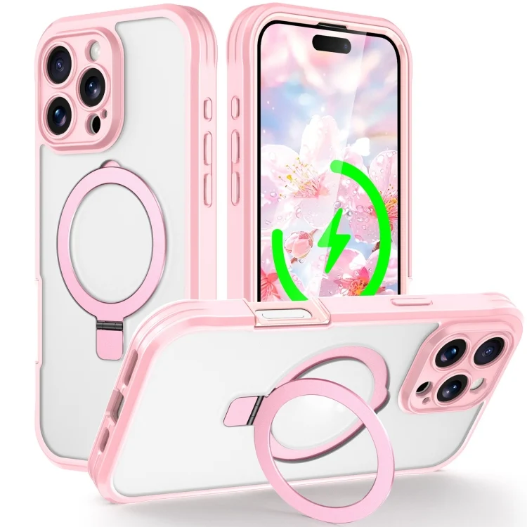 Skin Feel MagSafe Holder 360 Full Body Phone Case, For iPhone 16 Pro Max, For iPhone 16 Pro, For iPhone 16 Plus, For iPhone 16