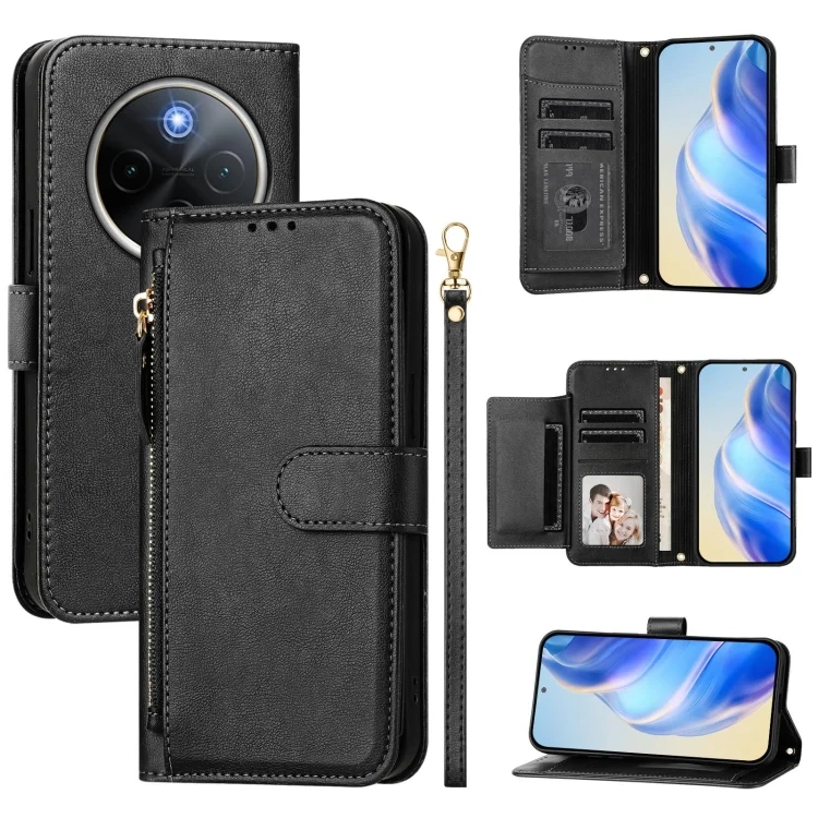 Multi-Card Slots Zipper Wallet Leather Phone Case, For vivo Y300 Pro, For vivo iQOO Z9s Pro 5G / T3 Pro 5G India, For vivo V40 Lite 5G / V30e 5G Global