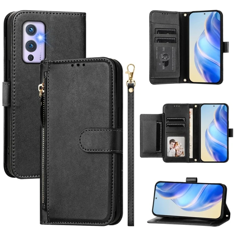 Multi-Card Slots Zipper Wallet Leather Phone Case, For OnePlus 9