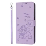 Embossed Kitten Phone Leather Case with Lanyard, For vivo Y36 4G / 5G Global - Image 2