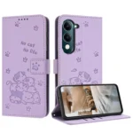 Embossed Kitten Phone Leather Case with Lanyard, For vivo Y29s 5G / Y04 4G, For vivo Y29 4G, For vivo V50 5G Global