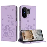 Embossed Kitten Phone Leather Case with Lanyard, For vivo X200 FE / 30 Pro Mini, For vivo Y39 5G Global, For vivo V50 Lite