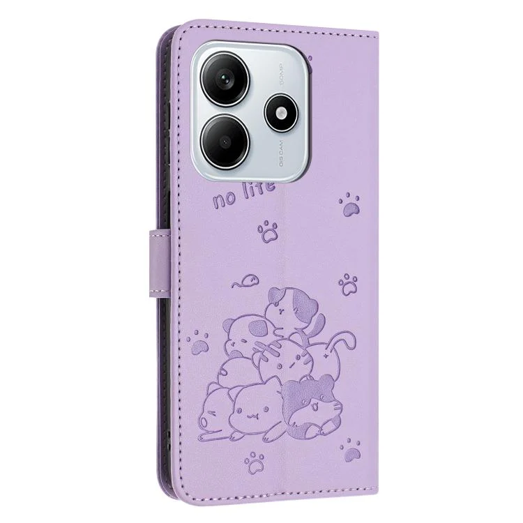 EDA007186831A_2.webp Embossed Kitten Phone Leather Case with Lanyard, For Redmi Note 14 4G 163.25mm, For Redmi Note 14 5G, For Redmi Note 14 Pro 5G - Image 3