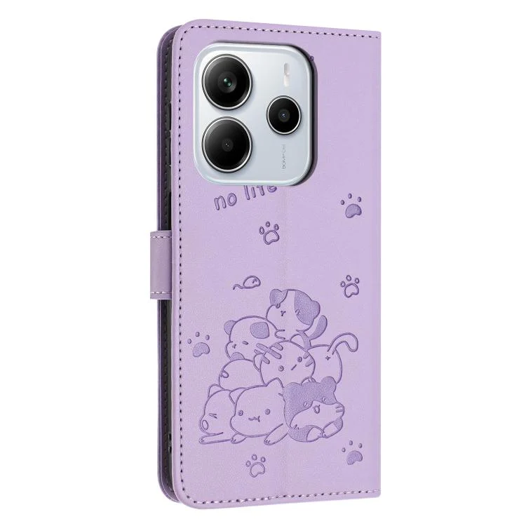 EDA007186833A_2.webp Embossed Kitten Phone Leather Case with Lanyard, For Redmi Note 14 4G 164.84mm, For Redmi Turbo 4 / Xiaomi Poco X7 Pro, For Redmi K80 / K80 Pro - Image 3