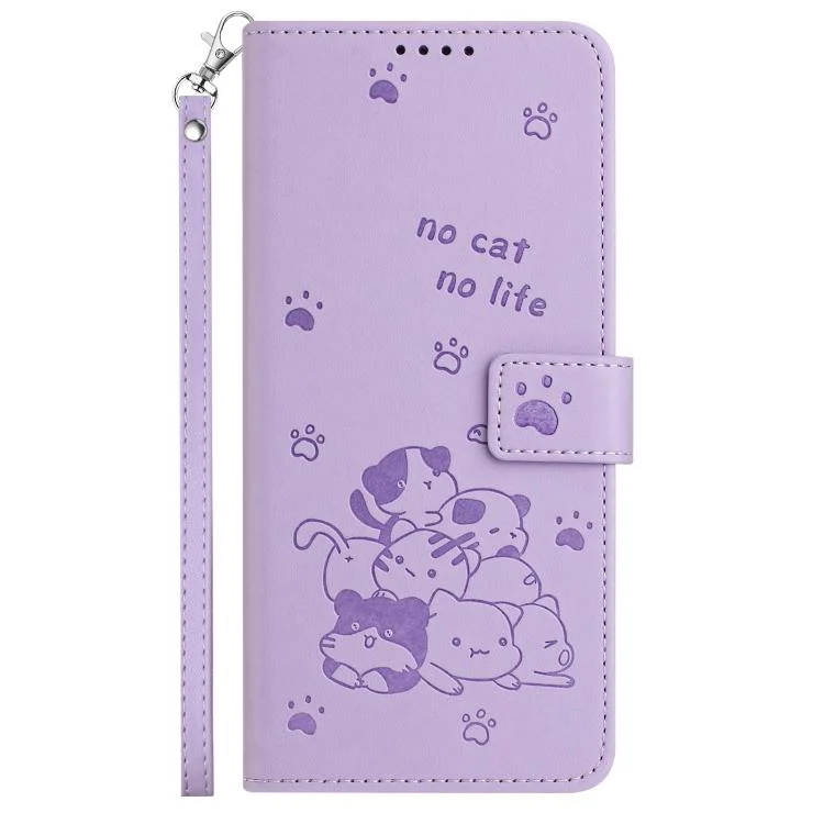 EDA007186837A_1.webp Embossed Kitten Phone Leather Case with Lanyard, For Redmi 15C 4G 171.5mm / Poco C85 4G, For Redmi 15C 4G / 5G 173.1mm, For Redmi A5 4G 171.7mm / Poco C71 - Image 2