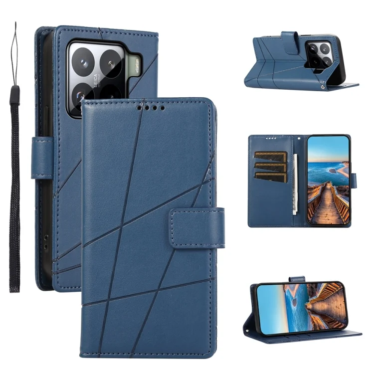 PU Genuine Leather Texture Embossed Line Phone Case, For Xiaomi 15, For Xiaomi 14T Pro, For Xiaomi 14T