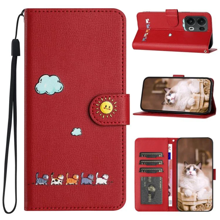 EDA007191223A.webp Cartoon Cats Leather Phone Case, For OPPO Reno13 Pro 5G Global, For OPPO Reno13 5G Global, For OPPO Reno13 F 5G, For OPPO A80 - Image 1