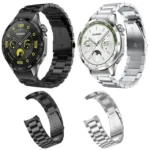 Curved Flat Buckle Three Beads Stainless Steel Watch Band - Image 2