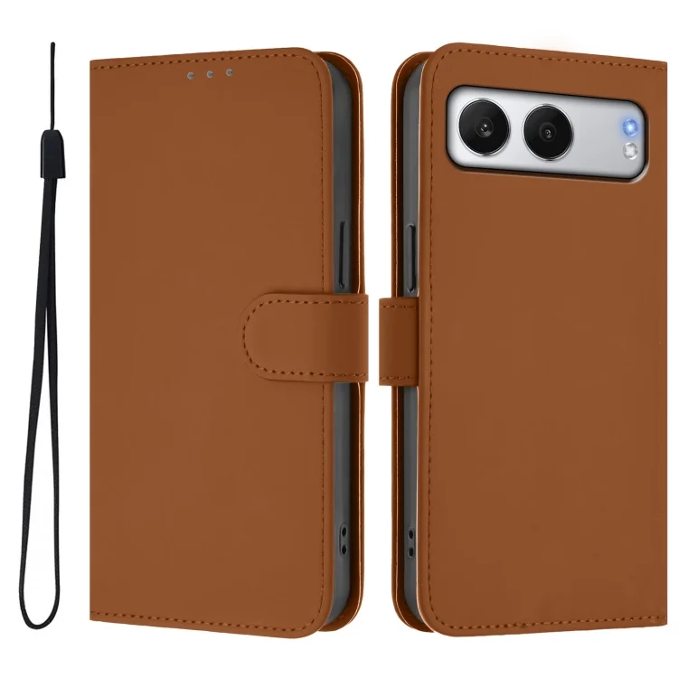 EDA007214215A_1.webp Skin Feel Solid Color Leather Phone Case with Lanyard, For OnePlus Nord 4 5G - Image 2