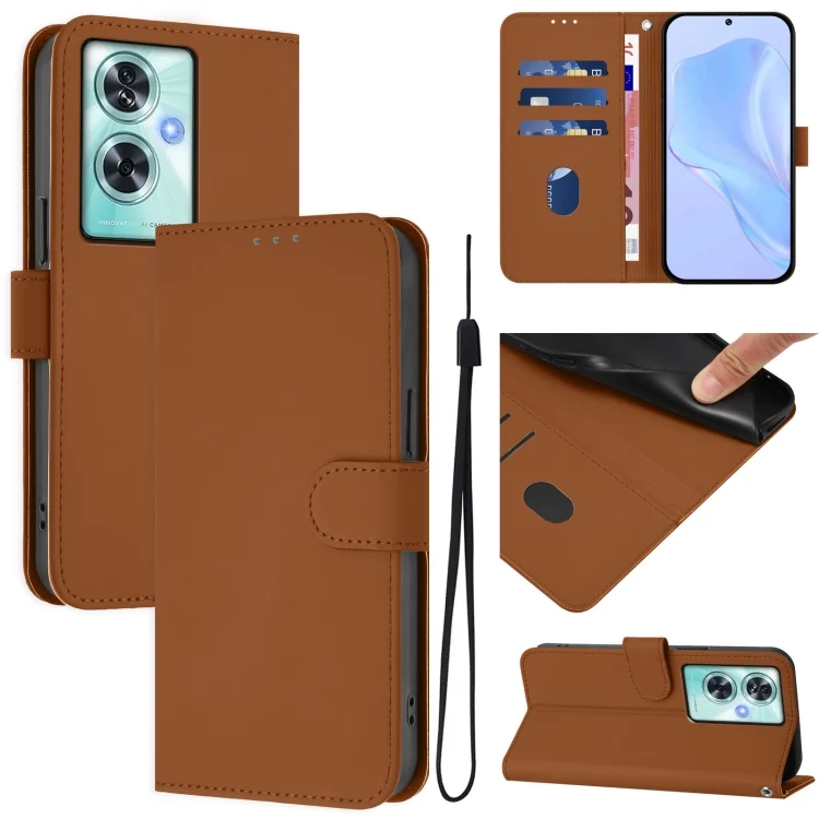 Skin Feel Solid Color Leather Phone Case with Lanyard, For OnePlus Nord N30 SE 5G