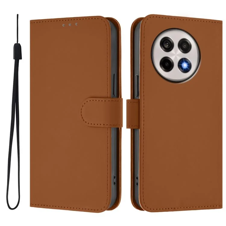 EDA007214225A_1.webp Skin Feel Solid Color Leather Phone Case with Lanyard, For OnePlus Ace 5 Pro / Ace 5 / 13R - Image 2