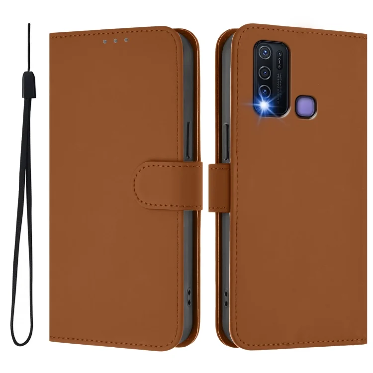 EDA007226601A_1.webp Skin Feel Solid Color Leather Phone Case with Lanyard, For vivo Y30 4G Global - Image 2