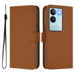 Skin Feel Solid Color Leather Phone Case with Lanyard, For vivo V29 5G Global / V29 Pro - Image 2