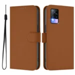 Skin Feel Solid Color Leather Phone Case with Lanyard, For vivo V20 / V21E 4G / Y73 2021 - Image 2