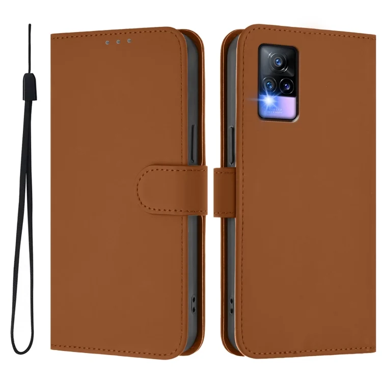 EDA007226609A_1.webp Skin Feel Solid Color Leather Phone Case with Lanyard, For vivo V20 / V21E 4G / Y73 2021 - Image 2