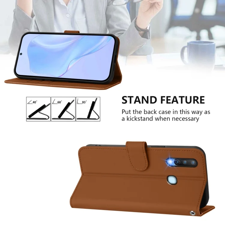 EDA007226620A_2.webp Skin Feel Solid Color Leather Phone Case with Lanyard, For vivo Y17 / Y15 / Y12 / Y11 - Image 3