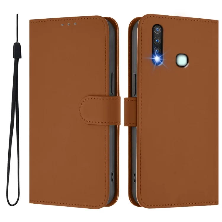 EDA007226621A_1.webp Skin Feel Solid Color Leather Phone Case with Lanyard, For vivo Y19 / U3 / Y5S / Z5i / U20 - Image 2
