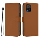 Skin Feel Solid Color Leather Phone Case with Lanyard, For vivo Y33S 4G Global / Y21 2021 - Image 2