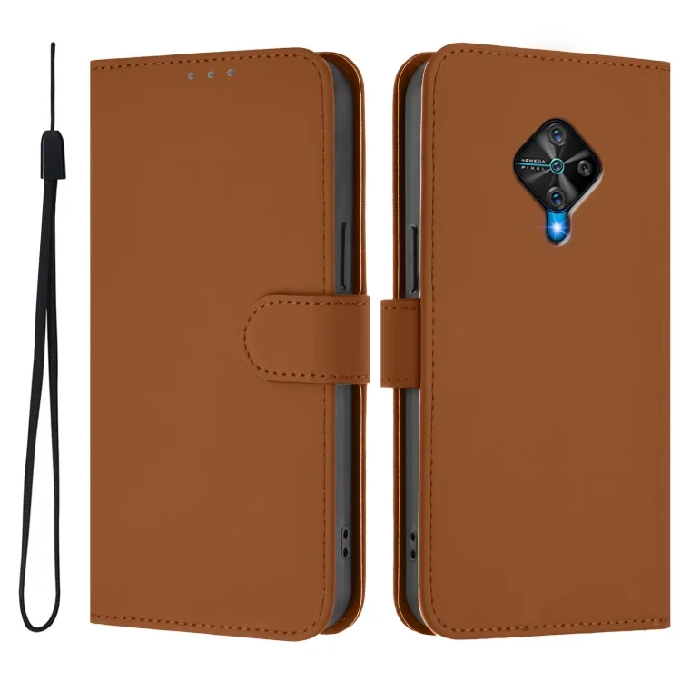 EDA007226628A_1.webp Skin Feel Solid Color Leather Phone Case with Lanyard, For vivo Y53S 4G / Y51A 2021 - Image 2