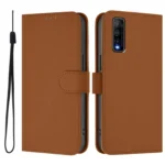Skin Feel Solid Color Leather Phone Case with Lanyard, For vivo Y70S - Image 2