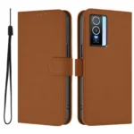 Skin Feel Solid Color Leather Phone Case with Lanyard, For vivo Y76 5G - Image 2