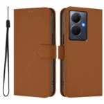 Skin Feel Solid Color Leather Phone Case with Lanyard, For vivo Y78 5G Global / V29 Lite - Image 2