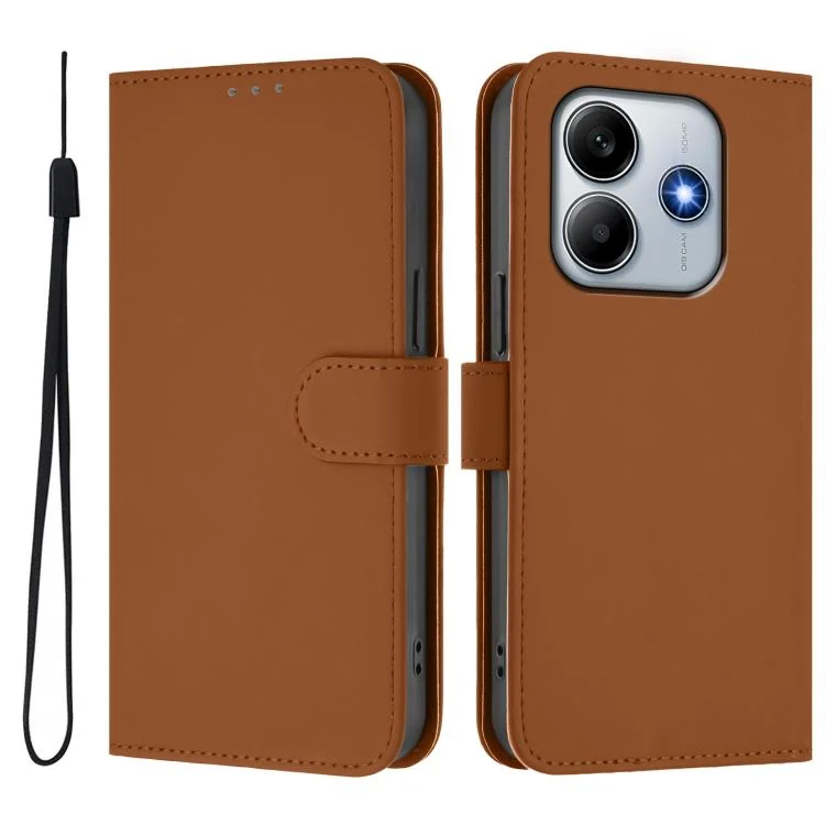 EDA007227246A_1.webp Skin Feel Solid Color Leather Phone Case with Lanyard, For Redmi Note 14 5G Global - Image 2